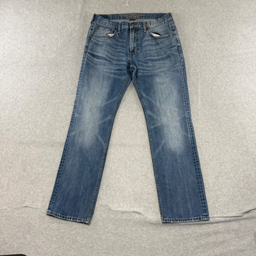 American Eagle Vintage y2k original Straight Jeans Mens 34x32 Whiskered Denim